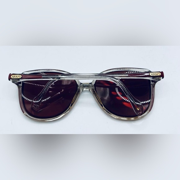 Vintage Adolfo AD-1 Burgundy Translucent Oval Sunglasses Frames Only main image 6
